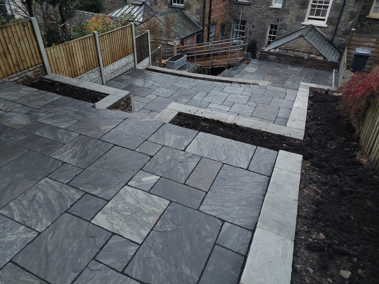 Saga Black Indian Sandstone Paving - 600 x 600 mm - Tumbled