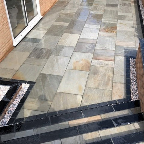 Kandla Grey Indian Sandstone Paving - 600 x 600 mm - Riven